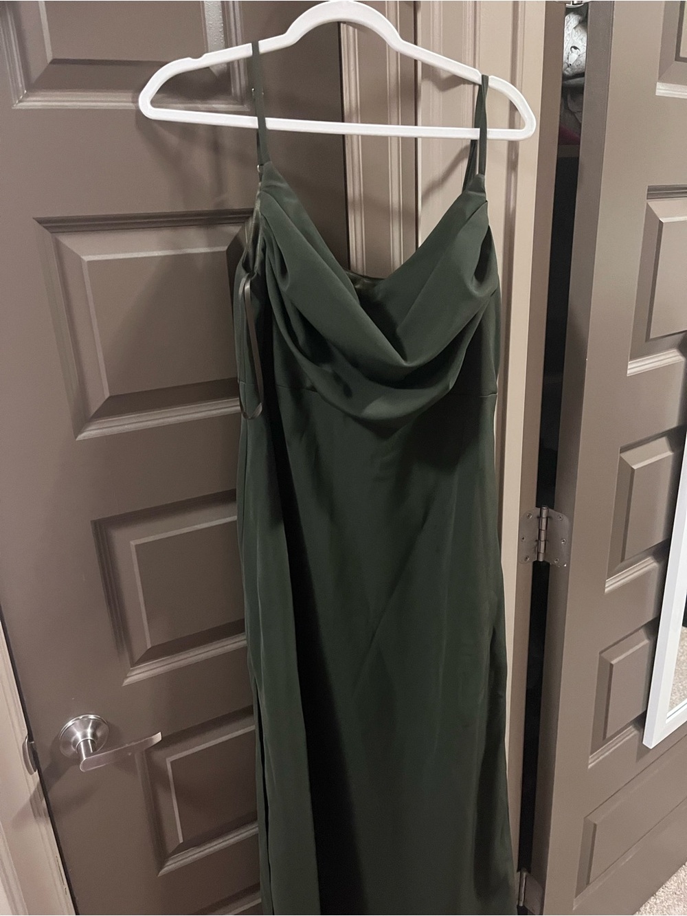 Deep Olive Green Cowl Neck Revelry Dress